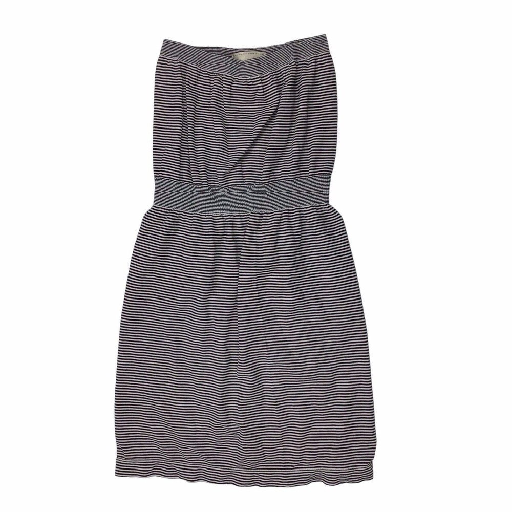 Romeo & Me Strapless Dress Sz S/M Beach Knit Stretch Cinch Waist Striped Black